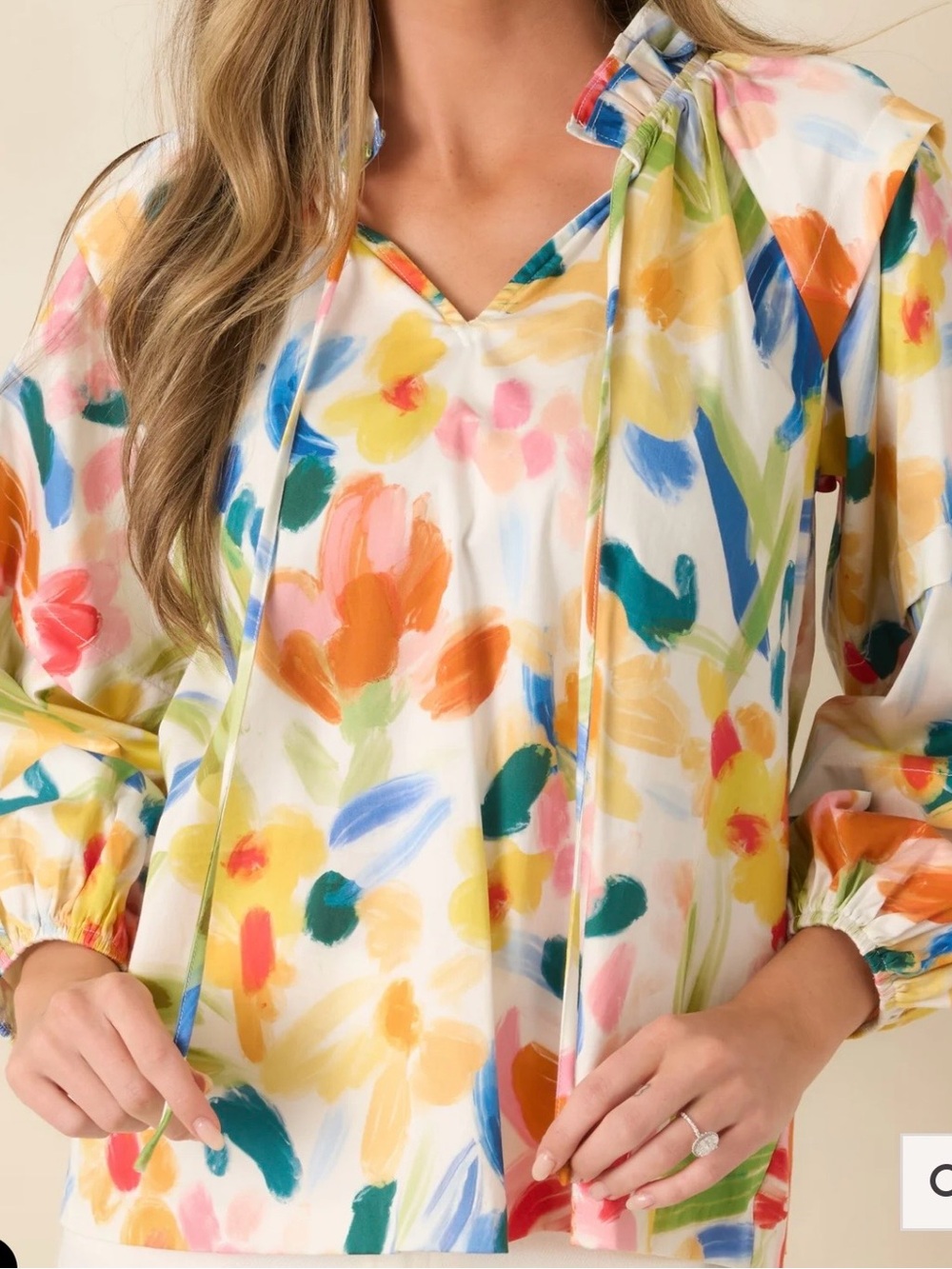 Prosperina Tara Multi Cotton Abstract Floral Print Top